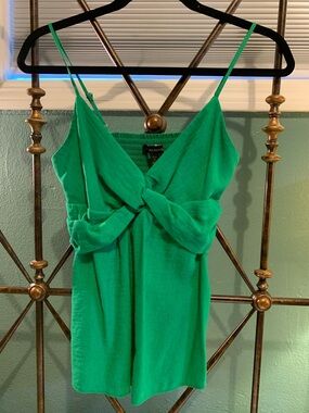 Banana Republic Emerald Green Knotted Front Spaghetti Strap Top